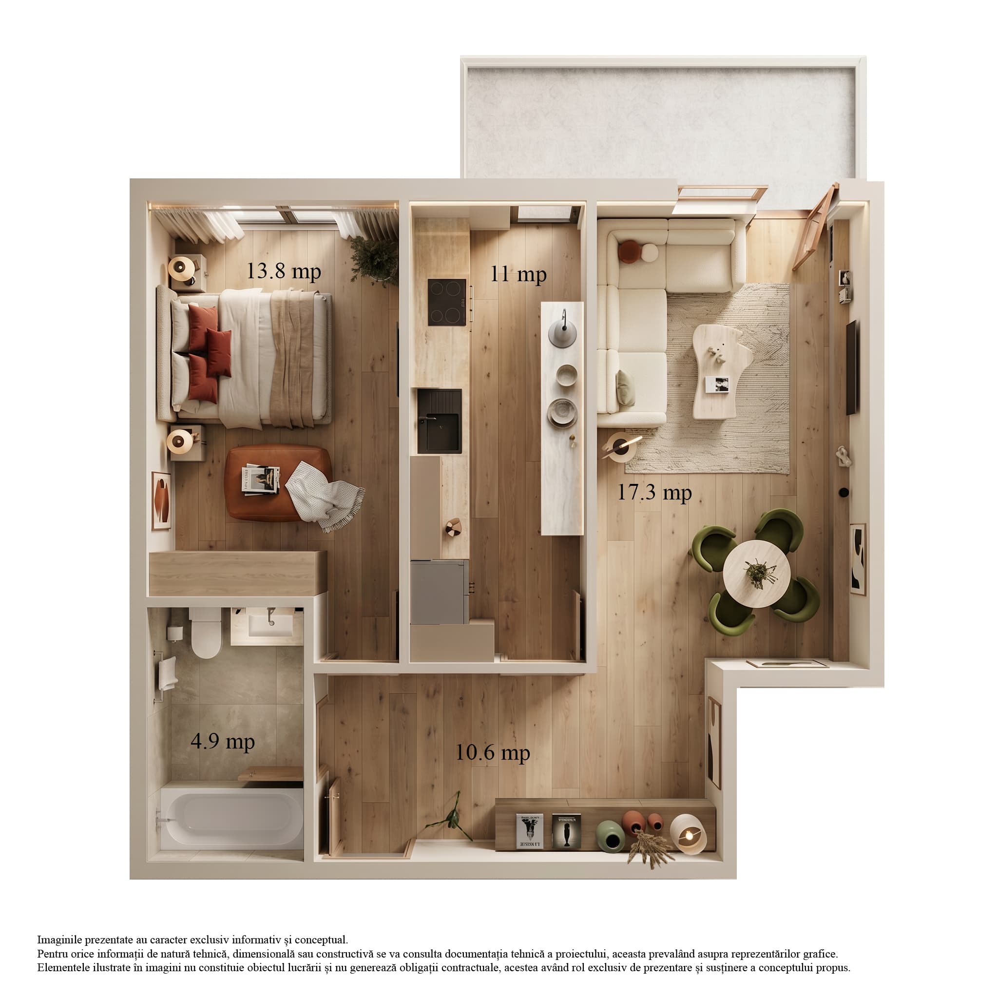 Randare compartimentare apartament 2 camere Niva Residence Popești-Leordeni