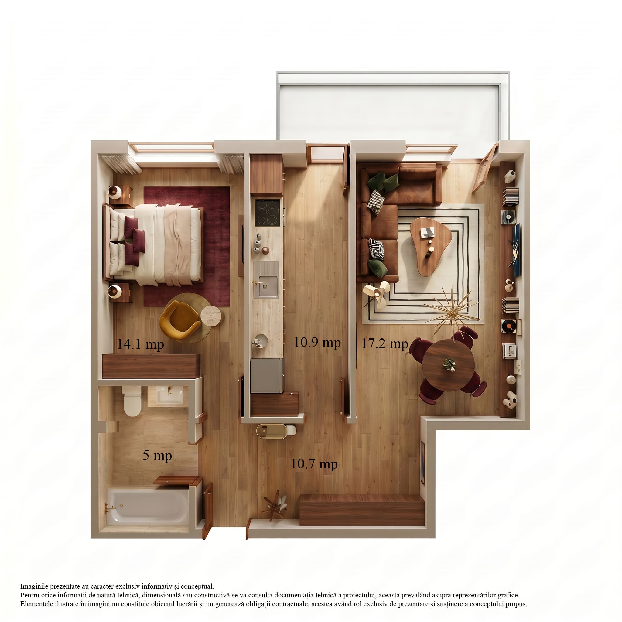 Randare compartimentare apartament 2 camere Niva Residence Popești-Leordeni