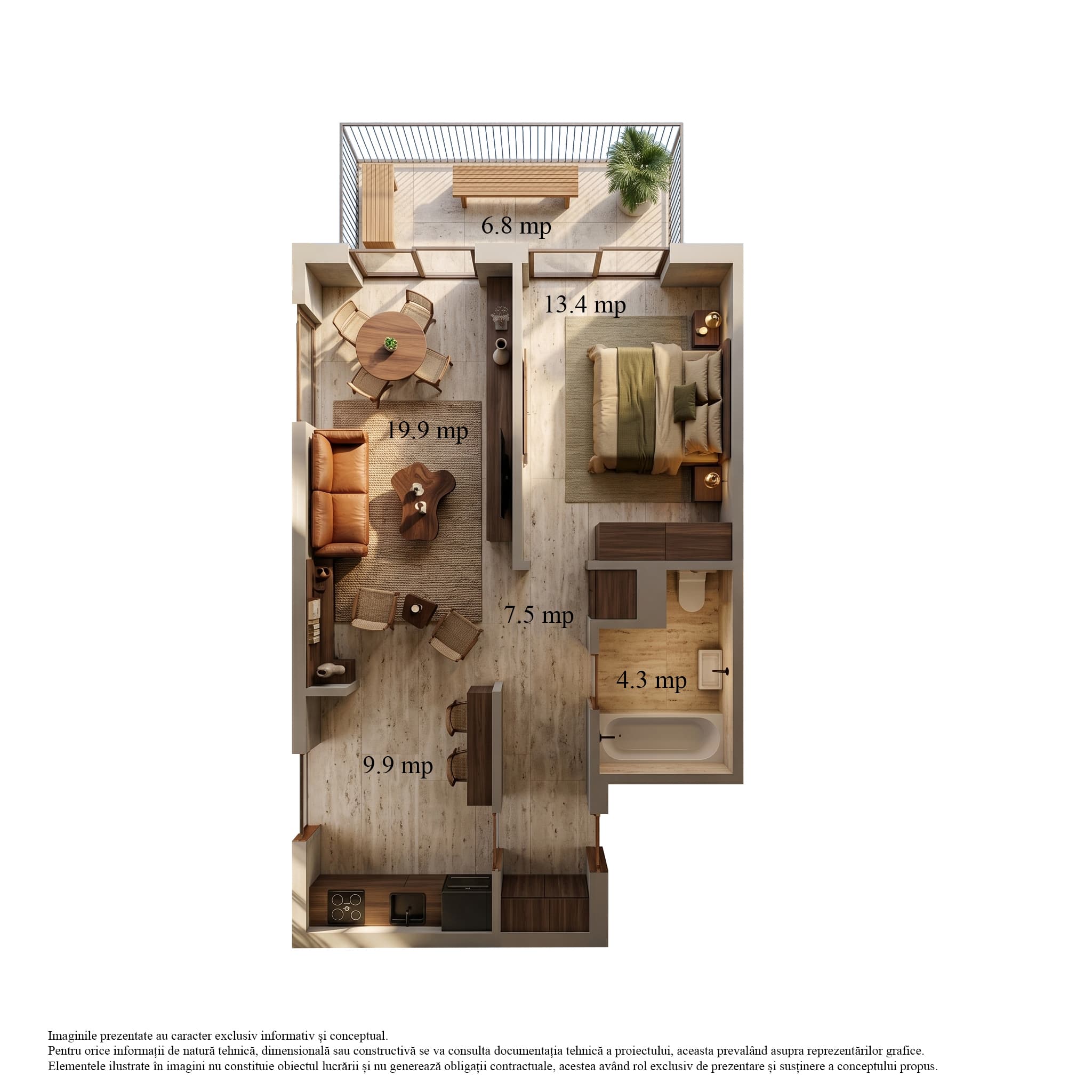 Randare compartimentare apartament 2 camere Niva Residence Popești-Leordeni