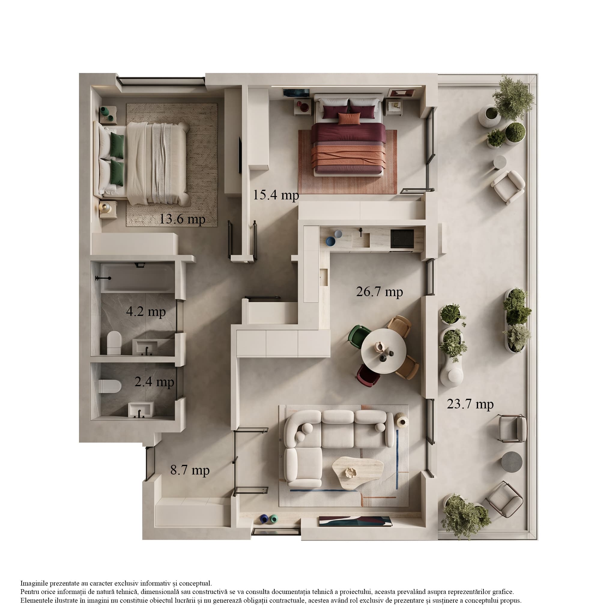 Randare compartimentare apartament 3 camere Niva Residence Popești-Leordeni