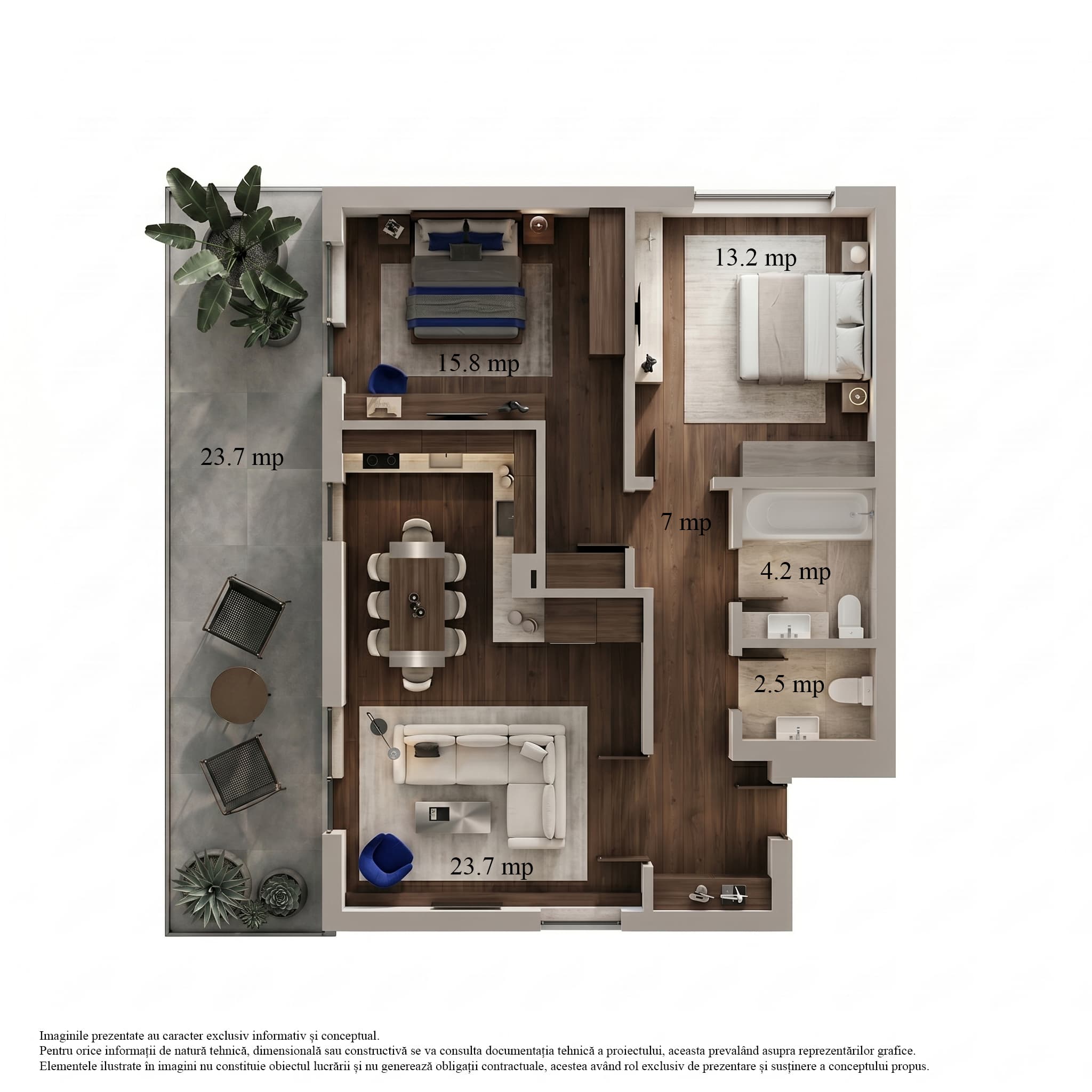 Randare compartimentare apartament 3 camere Niva Residence Popești-Leordeni